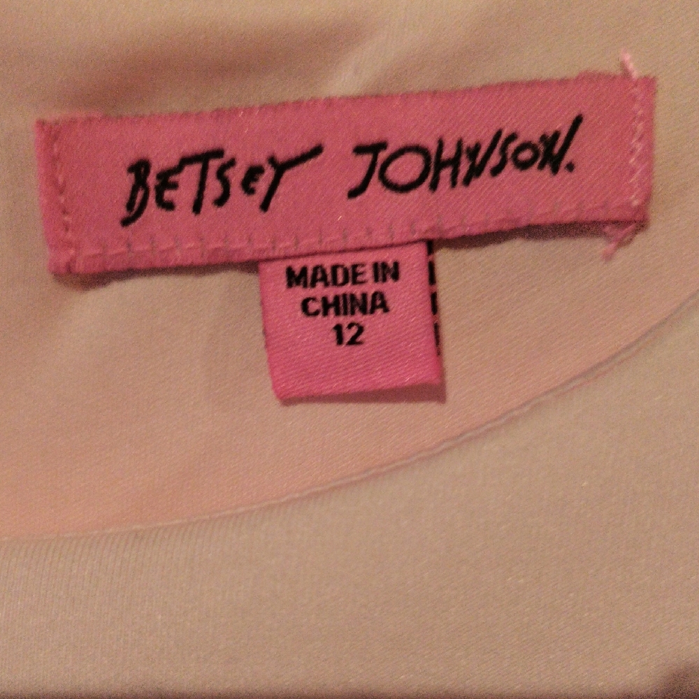 FINAL PRICE NWT Betsey Johnson Pink Dress with Ruffled Pockets and Roses 12
